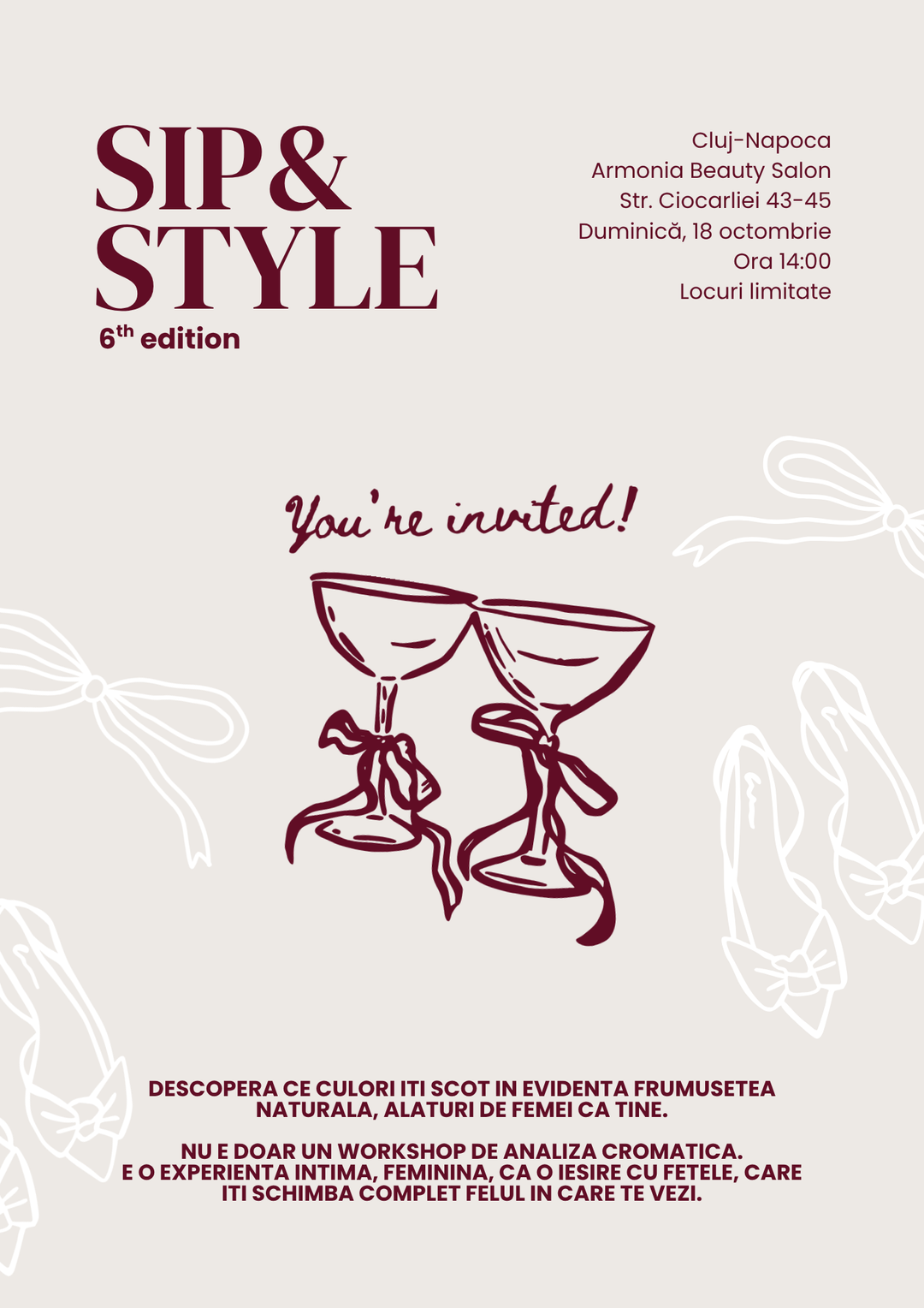 Sip & Style Editia VI - 18 Octombrie | Color Analysis Workshop & More