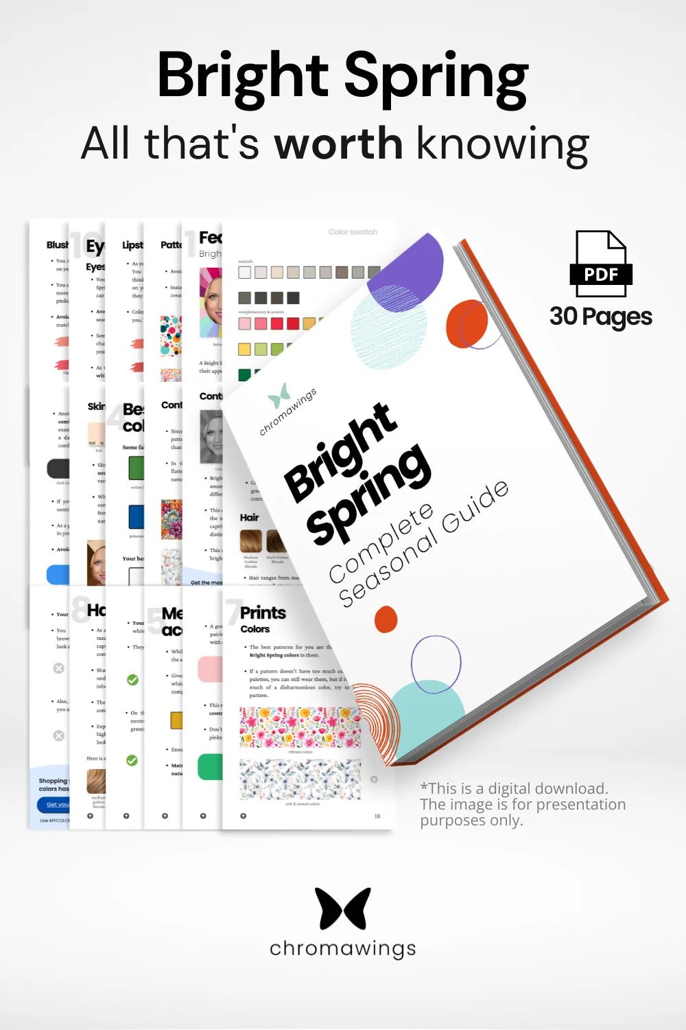 Bright Spring Seasonal Guide: Pages displayed with bold title and subtitle 'All that's worth knowing'.