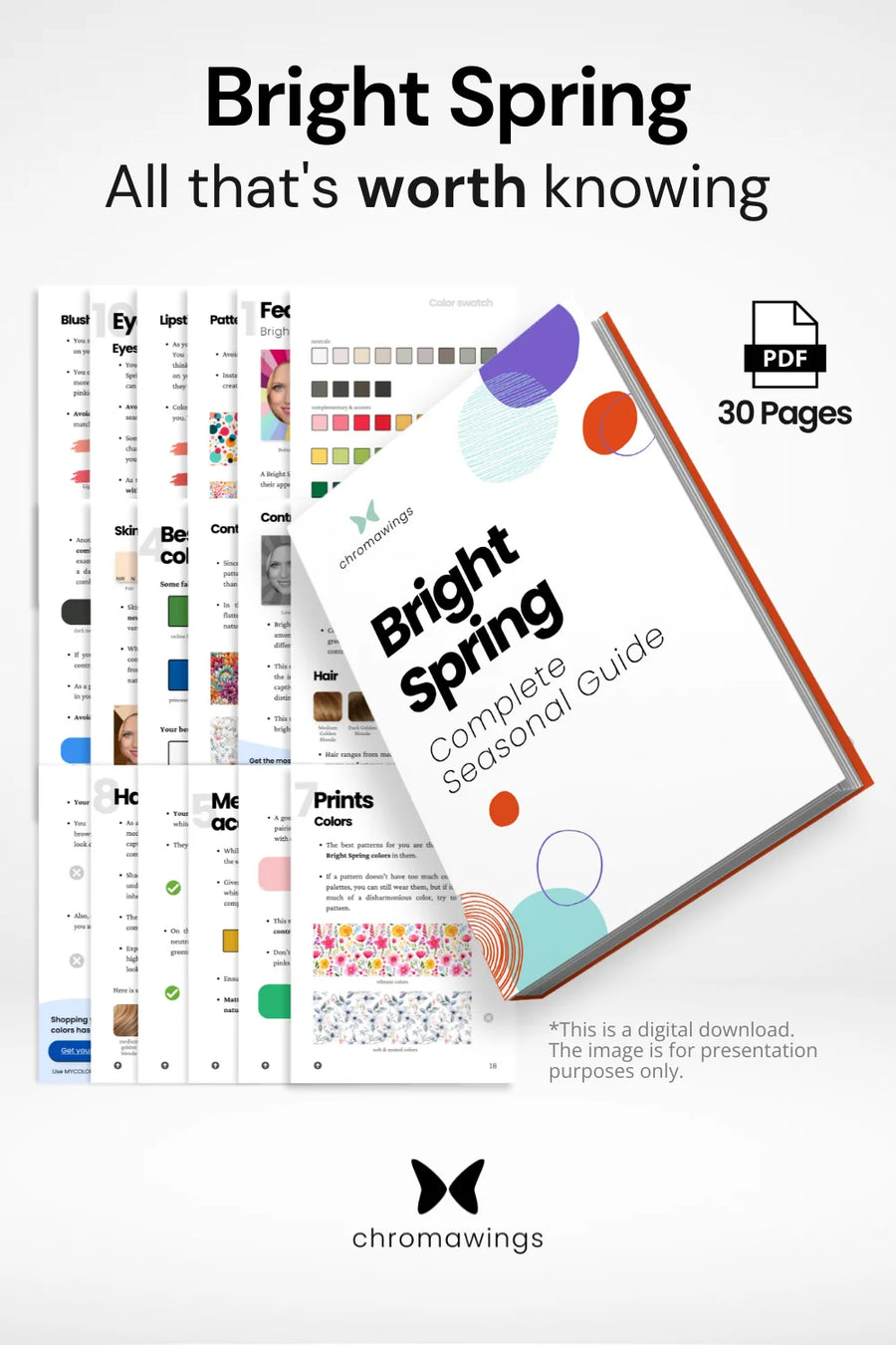 Bright Spring Seasonal Guide: Pages displayed with bold title and subtitle 'All that's worth knowing'.