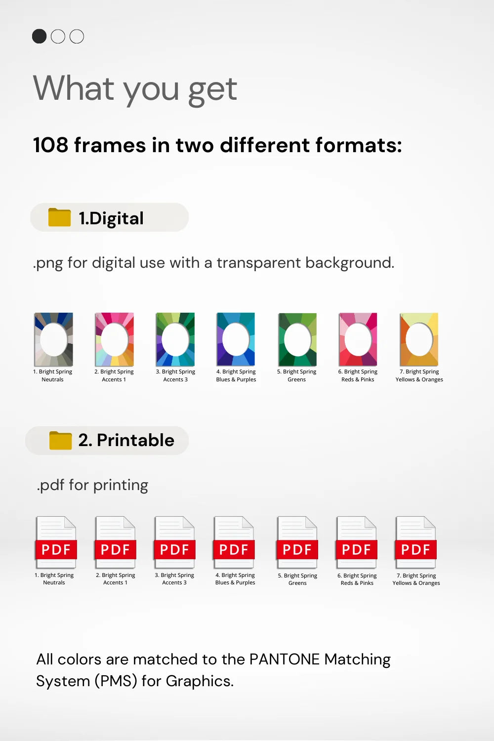 Color Analysis Kit contents: face frames in PNG and PDF formats.