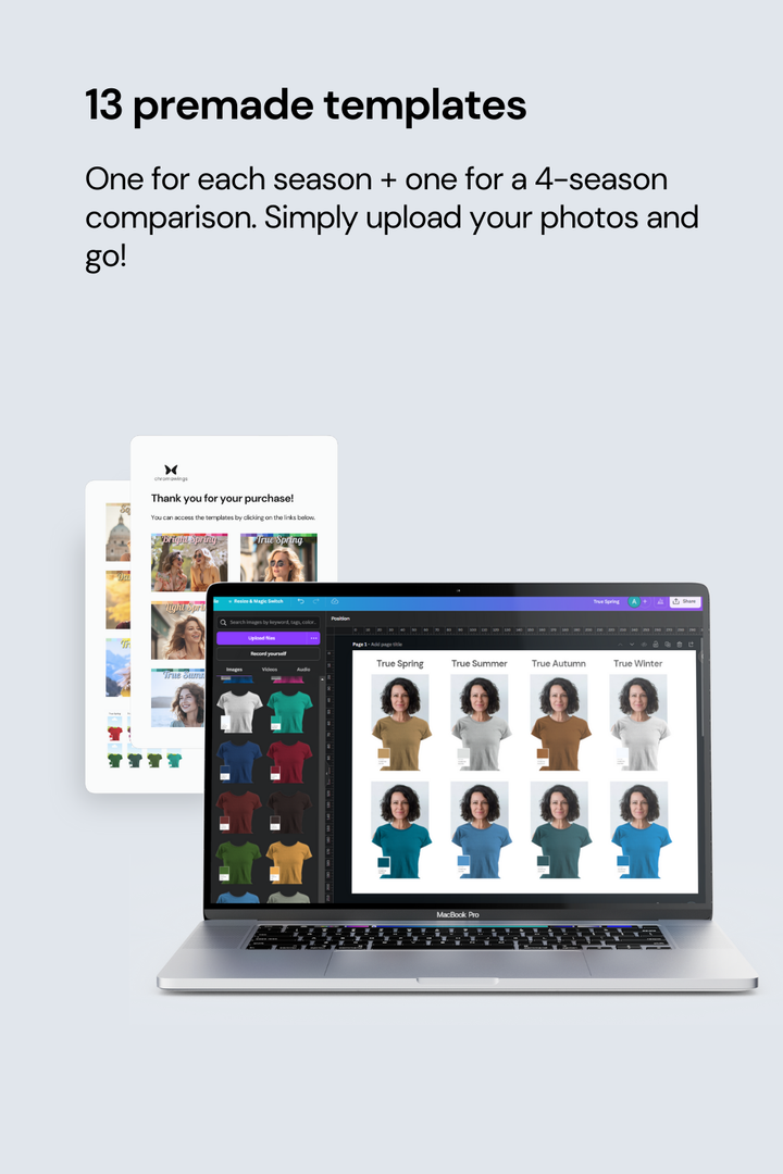 13 premade templates to be used with the digital frames