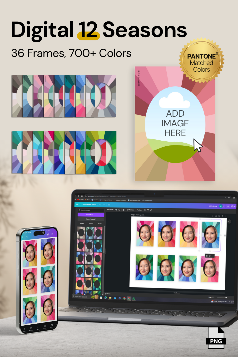 Color Analysis Kit: Laptop and Phone Using Frames in Canva