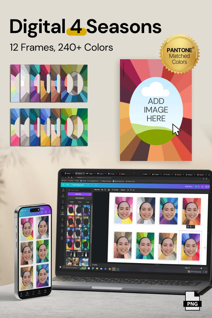 Color Analysis Kit: Laptop and Phone Using Frames in Canva