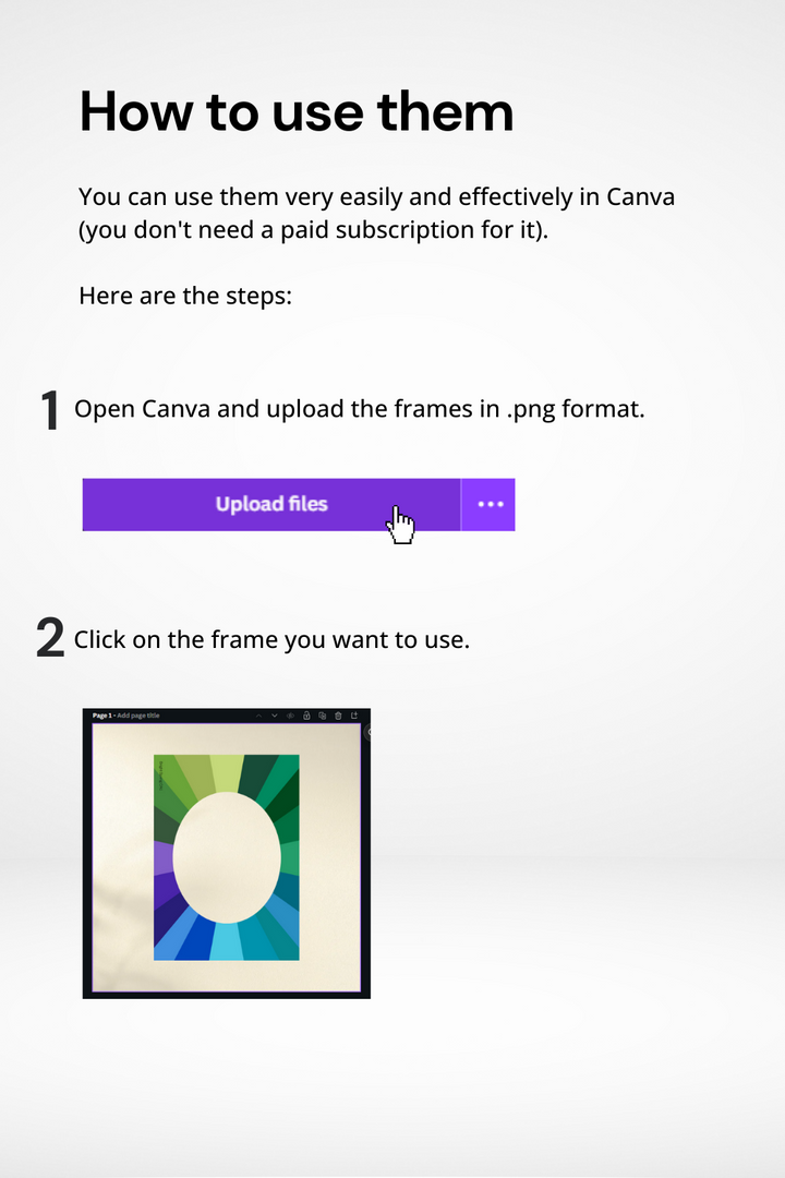 Color Analysis Kit: How to Use - Step 1: Open Canva and Upload File, Step 2: Click on Desired Frame