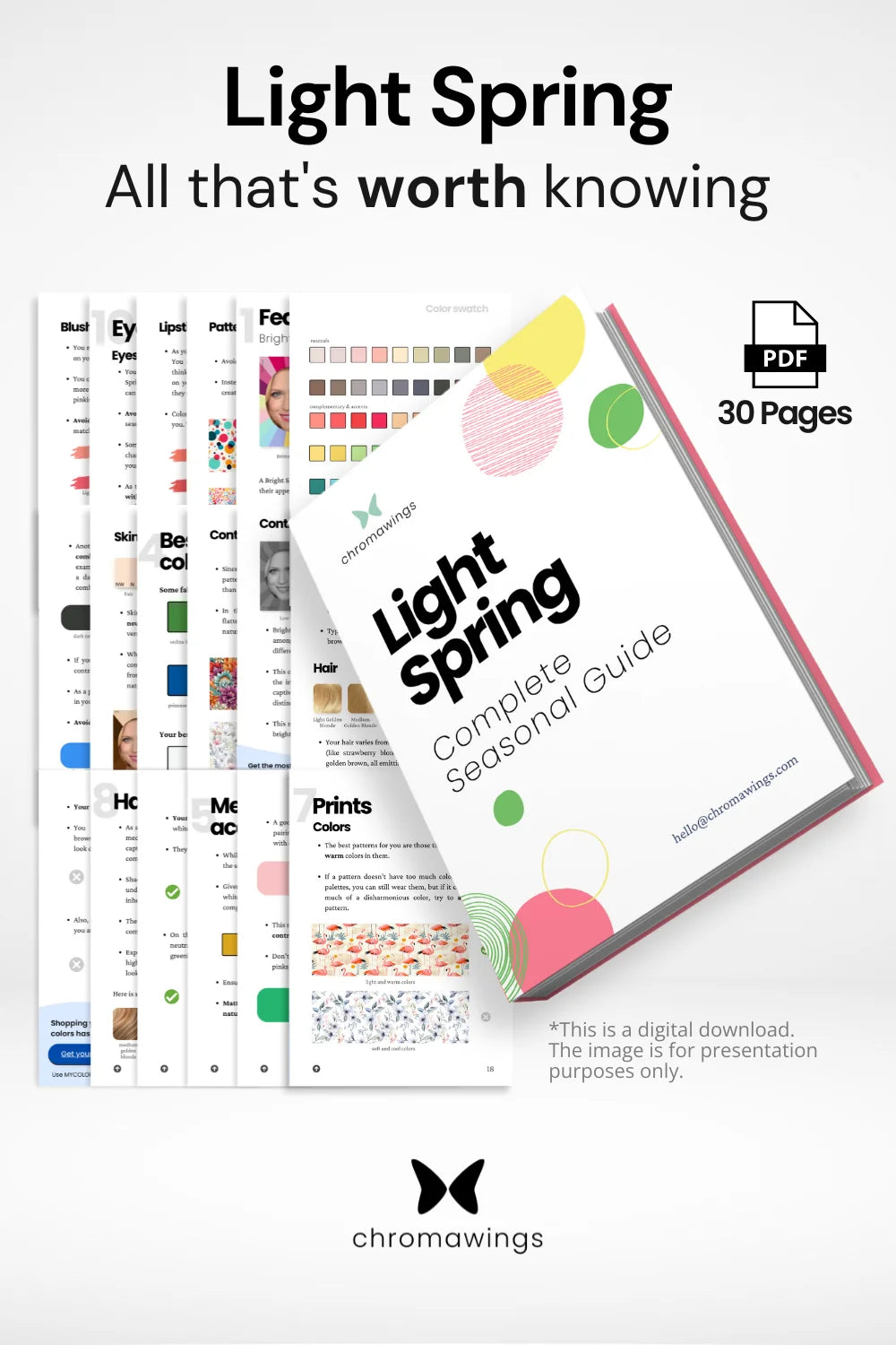 Light Spring Seasonal Guide: Pages displayed with bold title and subtitle 'All that's worth knowing'.