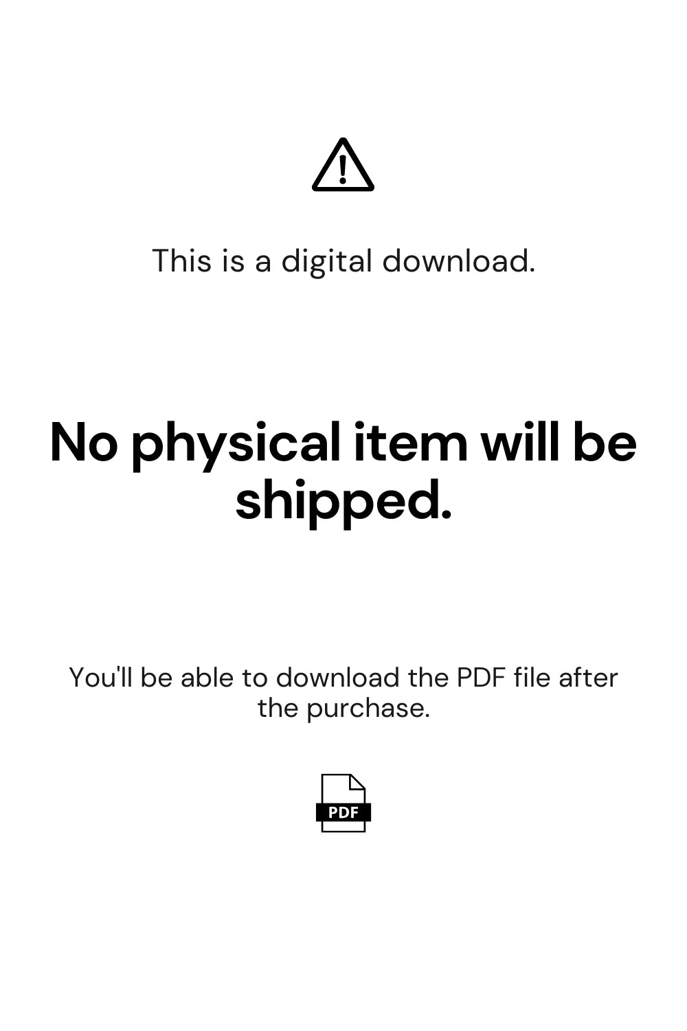 Digital download only, no physical items shipped.