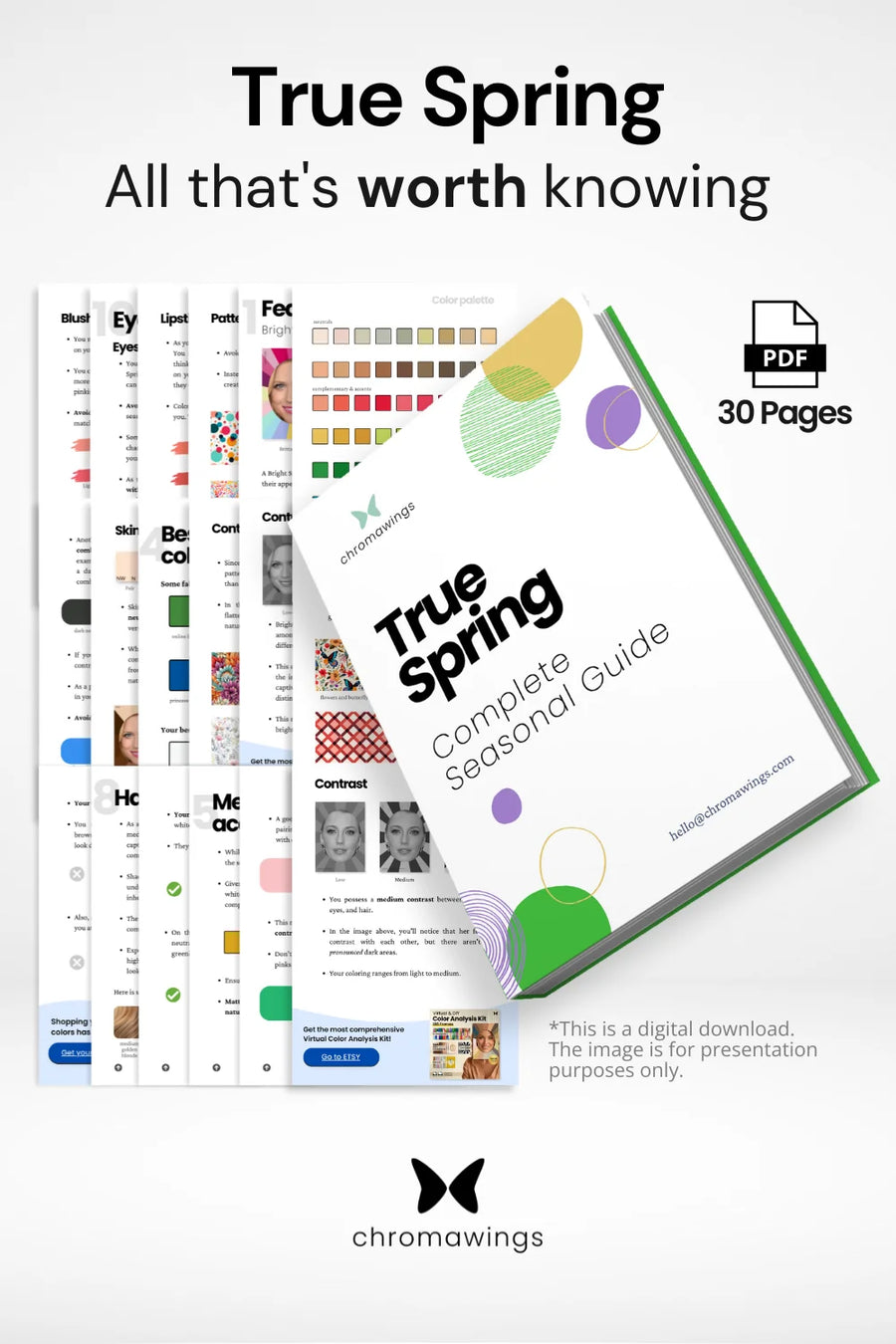 True Spring Seasonal Guide: Pages displayed with bold title and subtitle 'All that's worth knowing'.