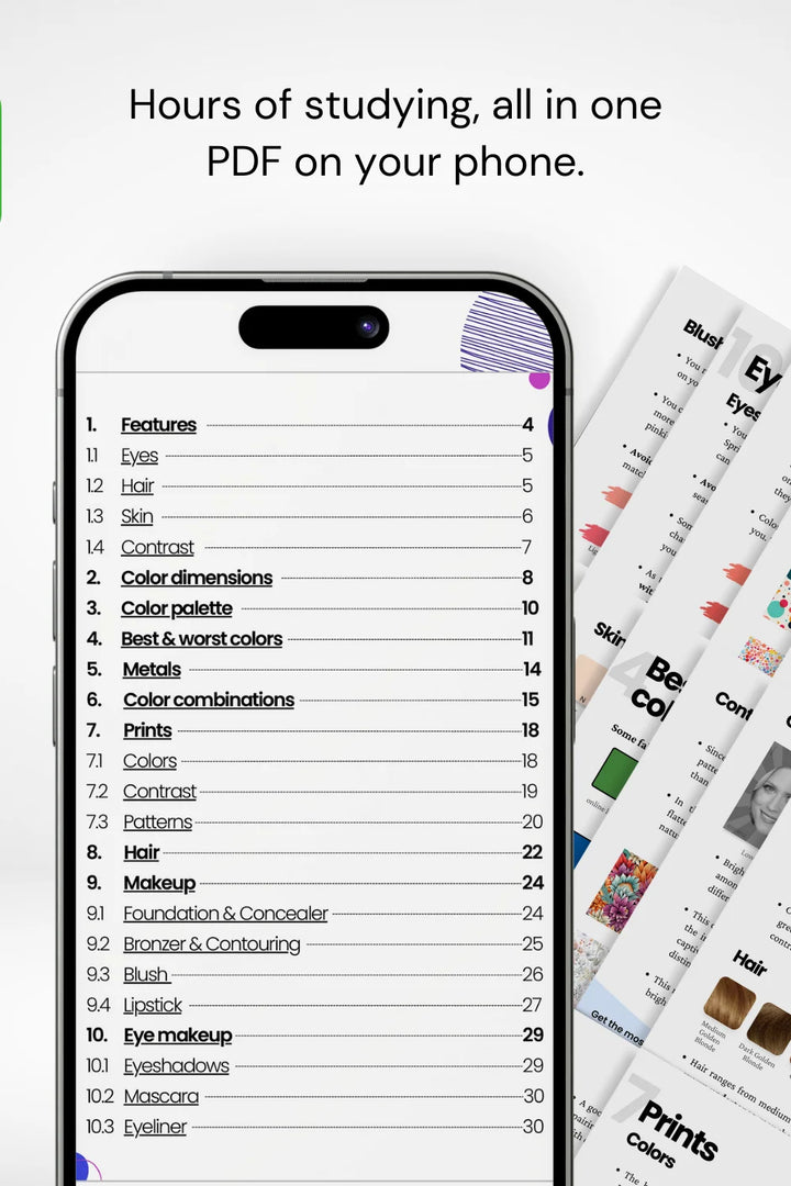 Table of contents from True Summer Seasonal Guide displayed on phone, with guide pages in background.