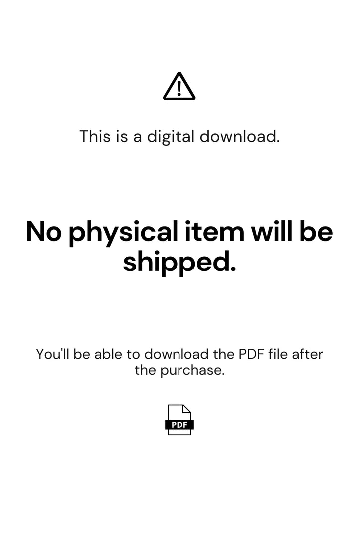 Digital download only, no physical items shipped.